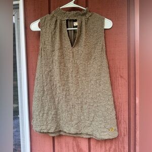 MICHAEL Michael Kors Textured Olive Green Sleeveless Blouse
